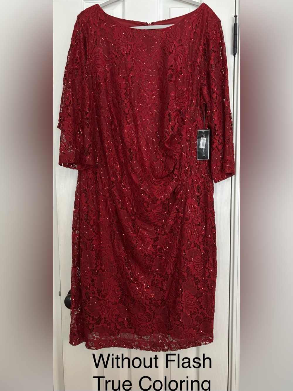 Jessica Howard Formal Dress Women's Plus Size 20W Ruched Sequin Embellished Lace